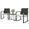 3 Pieces Rocking Bistro Set Outdoor Patio Furniture Set with Cushions, Glass Coffee Table for Balcony, Cream White