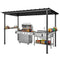 12' x 6' Hardtop Grill Gazebo, BBQ Gazebo with 2 Side Shelves and Galvanized Metal Slope Roof, Black
