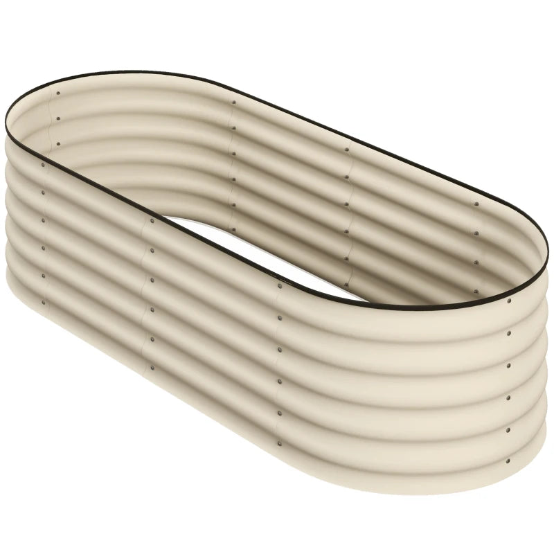 5 x 2 x 1.5 FT Galvanized Steel Raised Garden Bed, Metal Garden Bed Planter Box with Safety Edging, Cream White