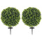 2 Pack 1.3ft Artificial Ball Eucalyptus Topiary with Ground Stake, UV Resistant Faux Greenery for Indoor Outdoor