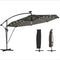 11.3 ft Cantilever Patio Umbrella with Light, Cover, Aluminium UPF50+ Offset Outdoor Umbrella Parasol, Dark Grey