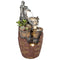 4-Tier Outdoor Fountain with Planter, Cascading Waterfall Feature with LED Lights, Rustic Brown and Grey