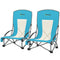 Set of 2 Folding Beach Chairs with Mesh Back, Carry Bag and Cup Holder for Outdoor Camping Lawn, 27.6