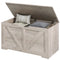 31.5 Inches Storage Chest, Storage Trunk with 2 Safety Hinges for Living Room, Grey Wood Grain