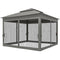 11' x 11' Pop Up Canopy 2-Tier Soft Top Shelter Event Tent w/ Netting Carry Bag for Patio Backyard Garden, Dark Grey