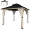 10' x 10' Outdoor Hardtop Gazebo with Double Steel Roof, Wood Patio Gazebo with Curtains, Hook, Light Grey