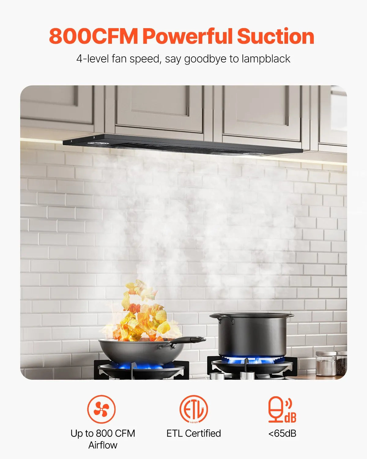 30in Built-in Range Hood Insert Vent Hood 800CFM Gesture & Touch Control