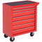 7 Drawer Roller Tool Chest, Mobile Lockable Toolbox, Storage Organizer with Handle for Workshop Mechanics Garage, Red