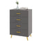 4 Drawer Cabinet, Drawer Chest for Bedroom, Chest of Drawers with Aluminium Legs and Gold Handles, Dark Grey