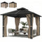 10' x 10' Hardtop Gazebo with 7mm Double Polycarbonate Roof, Outdoor Gazebo with Netting and Curtains, Khaki