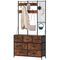 4-In-1 Coat Rack with 7 Drawer Fabric Dresser, Hall Tree with 14 Hooks for Hallway, Entryway, Bedroom, Rustic Brown