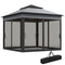 10.7 x 10.7ft Pop Up Gazebo, Adjustable Instant Sun Shelter with UV30+ Roof Cover, Removable Mesh Curtains, Dark Grey