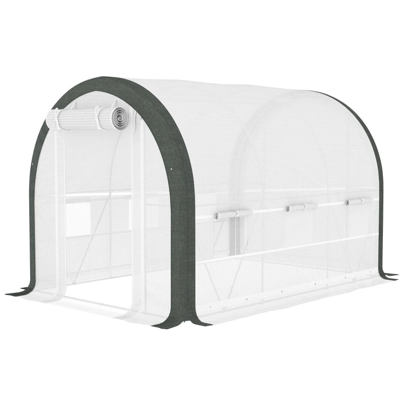 10'x6.6'x6.6' Upgraded Tunnel Greenhouse Green House with Mesh Door and Windows, 6 Plant Labels and Gloves, White