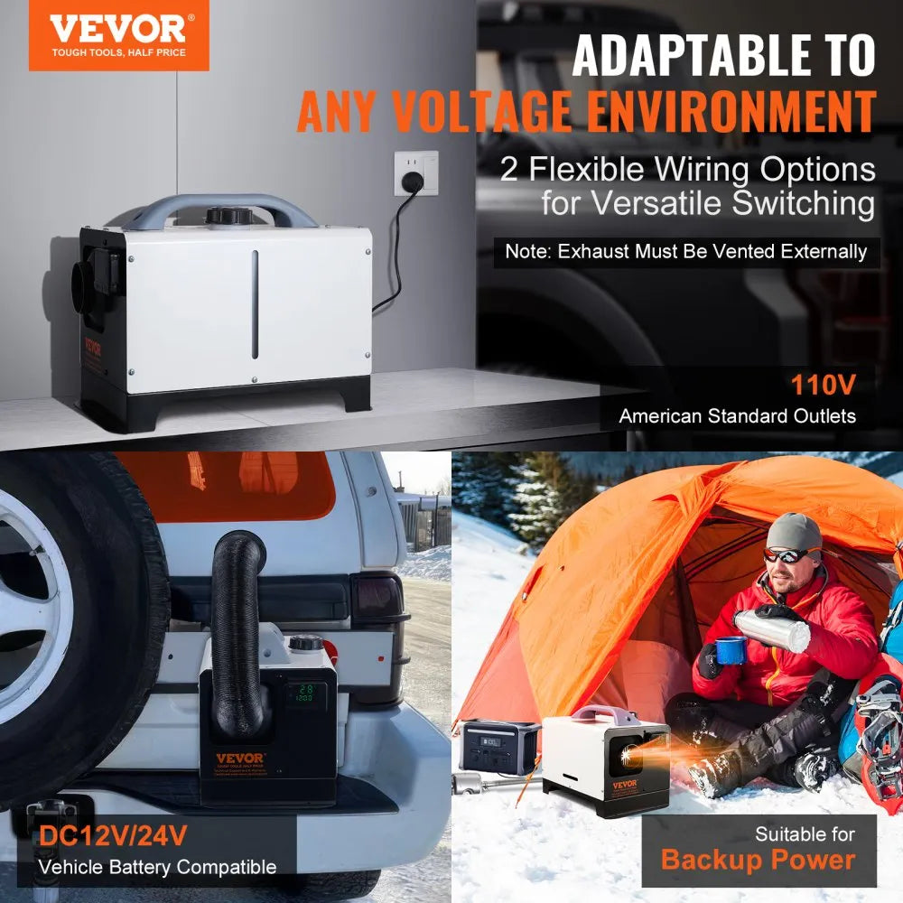 VEVOR 5-8KW Diesel Heater, All-in-One Diesel Air Heater with Remote & LCD, Fast Heating Low Noise for Truck, Van, RV, CamperVEVOR 5-8KW Diesel Heater, All-in-One Diesel Air Heater with Remote & LCD, Fast Heating Low Noise for Truck, Van, RV, Camper 