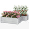 Set of 2 Galvanized Raised Beds for Garden, Outdoor Planter Box for Flowers, Herbs and Vegetables, Grey