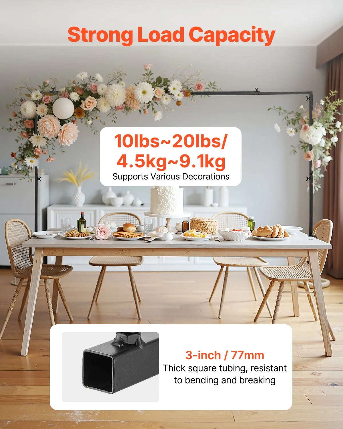 VEVOR 2Pcs Over The Table Rod Stand Arch Frame 28-98 in L Adjustable Clamp Décor