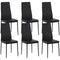 Set of 6 Button Tufted Back Side Chairs with Upholstered Seat, Steel Legs for Living Room, Kitchen, Bedroom, Black