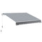 10x8ft Patio Awning Manual Retractable Sun Shade Aluminum Frame Grey