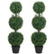 3.3FT Artificial Boxwood Topiary Tree Set of 2, Faux Three Ball Topiary Tree in Pot for Indoor Outdoor Decor, Green