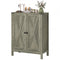 Shoe Cabinet with Barn Doors, Farmhouse Shoe Storage Cabinet with Adjustable Shelves, Holds up to 15 Pairs, Grey