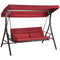3 Person Porch Swing Bed, Outdoor Patio Swing Chair Bench Hammock with Adjustable Canopy, Cushions, Pillows for Porch and Backyard, Red