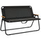 2-Seat Folding Patio Bench Camping Chair, Sports Chair with Armrest, Mesh Fabric Seat for Lawn, Black