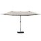 15' Outdoor Patio Umbrella with Twin Canopy Sunshade Steel Table Umbrella w/ Lift Crank, Cross base, Sandbag, Light Grey