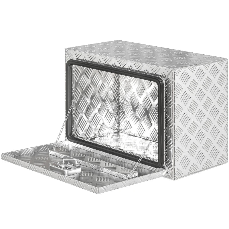24 Inch Truck Bed Tool Box, Heavy Duty Aluminum Tool Box, Storage Toolbox Chest Organizer with Lock and Keys