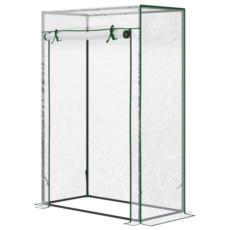 40"L x 20"W x 59"H Walk-in Garden Greenhouse with Steel Frame Outdoor Hot House Tomato Plant Warm House w/ Roll up Door, Plastic Cover, Clear