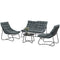 4 Piece Patio Furniture Set, Outdoor Furniture Conversation Set with Loveseat, Chairs Round Metal Table, Cushions, Grey
