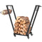 31 Inch Firewood Rack Outdoor, Heavy Duty Log Rack with Swivel Casters, Indoor Fire Wood Holders for Fireplace, Black