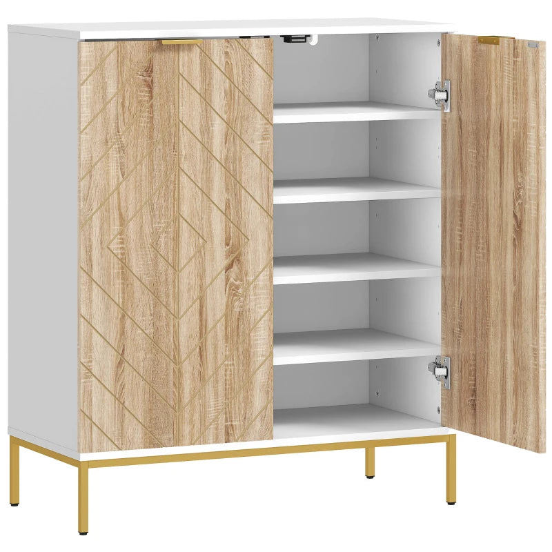 Shoe Storage Cabinet for 15 Pairs, Freestanding Shoe Cabinet with Doors and Adjustable Shelves for Hallway, White