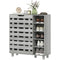 Shoe Cabinet, 21 Pair Shoe Storage Cabinet Organizer with 5-tier Double Door Cabinet and 5-tier Open Shelves, Light Grey