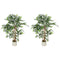 4FT Artificial Banyan Tree Set of 2, Fake Potted Tree with Solid Wood Trunk and Pot for Indoor
