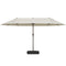 15' Outdoor Patio Umbrella with Twin Canopy Sunshade Steel Table Umbrella w/ Lift Crank, Cross base, Sandbag, Cream