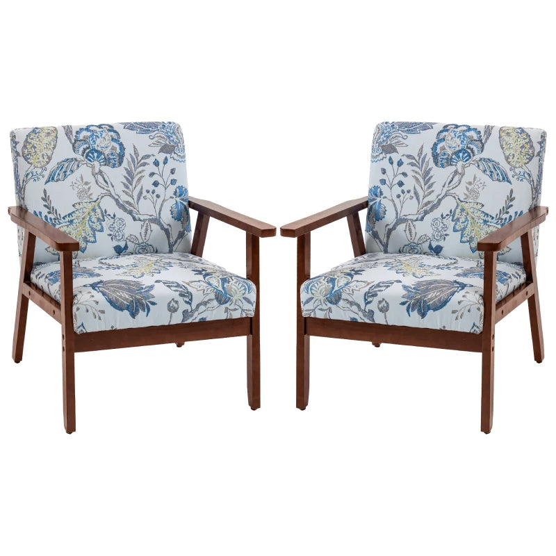 2 PCS Modern Accent Chairs with Cushioned Seat, Upholstered Linen-Feel Armchair for Bedroom, Living Room, Multicolored