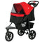 3 Wheel Folding Dog Stroller, Travel Carrier with Adjustable Canopy, Storage Brake, Mesh Window for S&M Dogs, Red