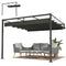 10' x 10' Retractable Pergola Canopy, Wall-Mounted Pergola, Outdoor Sun Shade Shelter for Garden, Balcony, Dark Grey