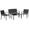 4-Piece Patio Furniture Set with Glass Top Coffee Table, Breathable Mesh Seat & Backrest for Garden, Balcony, Black