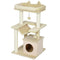 39.25'' Cat Tree Tower Multi-Level Kitten House with Scratching Post Condo Hammock Bed Ball Toy - Beige