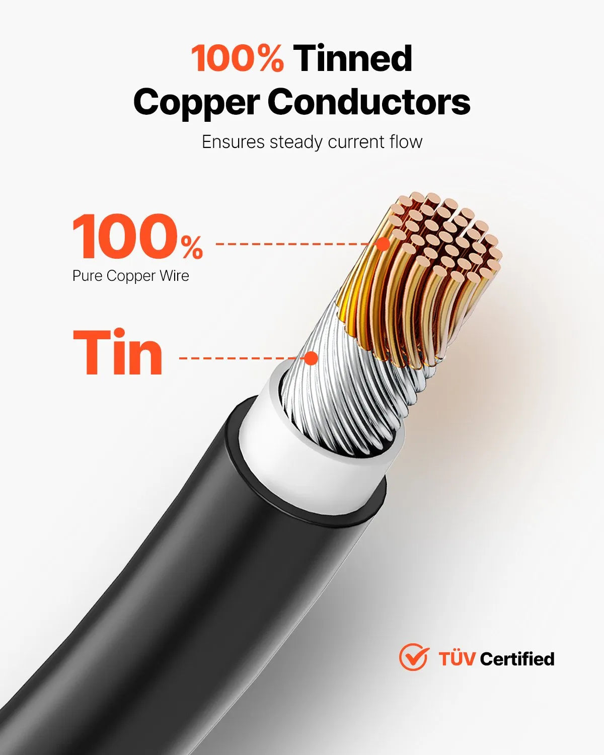 VEVOR 100FT Solar Panel Extension Cable 10AWG Waterproof PV 6mm² Cable Black