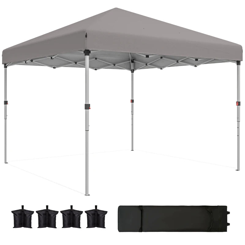 10' x 10' Pop Up Canopy with Sidewalls, Roller Bag, Height Adjustable Instant Tent for Outdoor, Garden, Patio, Grey
