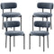 4 Pieces Kitchen Chairs, Modern Dining Chairs w/ Berber Fleece Upholstery and Steel Legs for Living Room, Grey