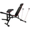 Soozier Adjustable Weight Bench with Wheels, Load 660LBS Workout Bench with Leg Extension, Preacher Curl and Resistance Bands