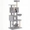 66 Inch Large Cat Tree with 2 Door Condos, 3 Big Hammocks, Plush Top Perch, Sisal Scratching Posts, Light Grey