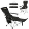 Set of 2 Reclining Camping Chair with Foot Rest, Folding Camping Chair w/ Headrest, Cup Holder, Storage Bag, Black