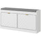 Shoe Storage with Seat, Upholstered Hallway Bench, Shoe Bench with 2 Flip Drawers and 4 Vents for 8 Pairs of Shoes