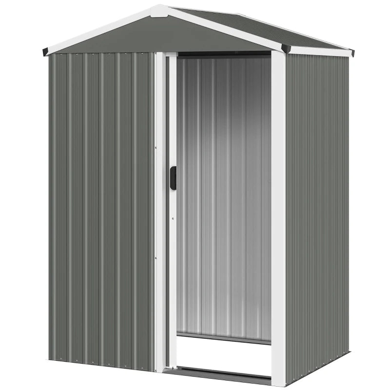 4.5 x 3ft Outdoor Storage Shed, Waterproof Metal Garden Shed with Lockable Door for Backyard, Patio, Lawn, Light Grey