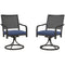 2 Pieces Patio Swivel Chairs with Cushion, Outdoor Swivel Rocker with Curved Armrests, Backrest for Garden, Balcony, Porch, Navy Blue