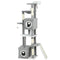 65 Inch Cat Tree with 2 Doors Condos, Plush Top Perch, Hammock, Sisal Scratching Posts, 4 Pompoms, Ramp, Grey